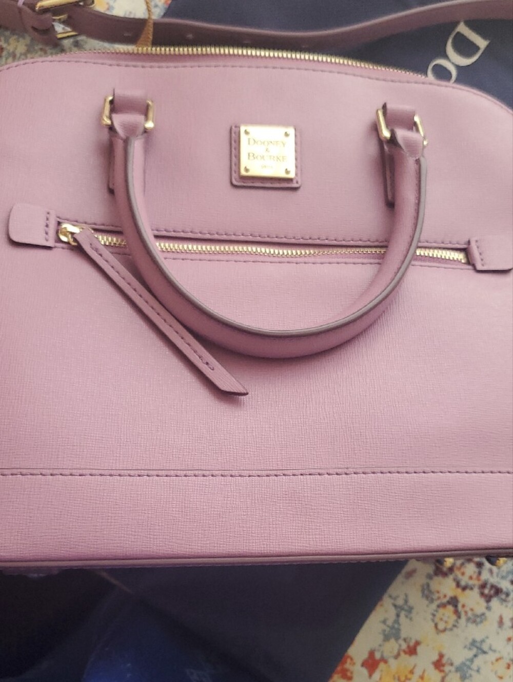 Dooney & Bourke Lilac Dome Satchel with Gold Hardware - Picture 9 of 11